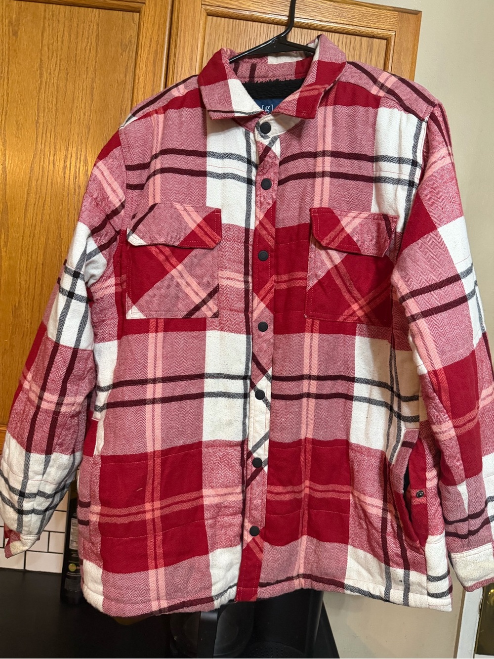 George Women Plaid Fleece/Sherpa-Lined Flannel Jacket Shirt – Size Large (L)